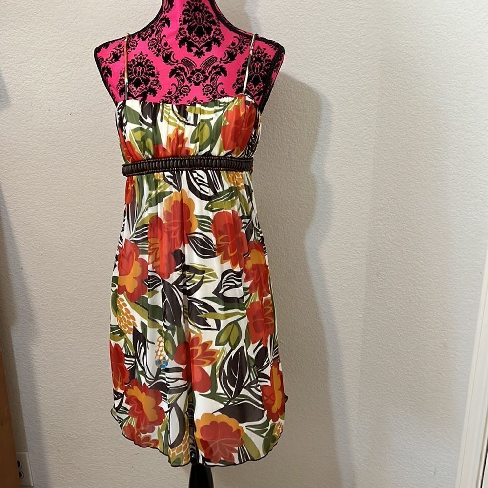 City Triangles Tropical Summer Spaghetti Strap MIDI Dress - Size S